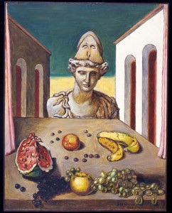 Giorgio de Chirico, "Vita silente con busto di Minerva"