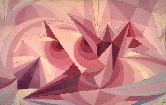 Giacomo Balla, Linee forza di paesaggio + sensazione di ametista, 1918